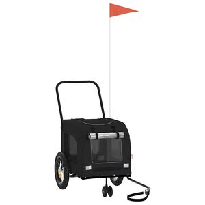 vidaXL Sykkelvogn for kjæledyr med lagring Svart 124,5 x 63,5 x 53 cm