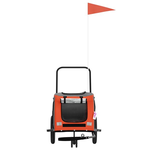 vidaXL Kjæledyrsykkelhenger oransje og svart oxfordstoff og jern