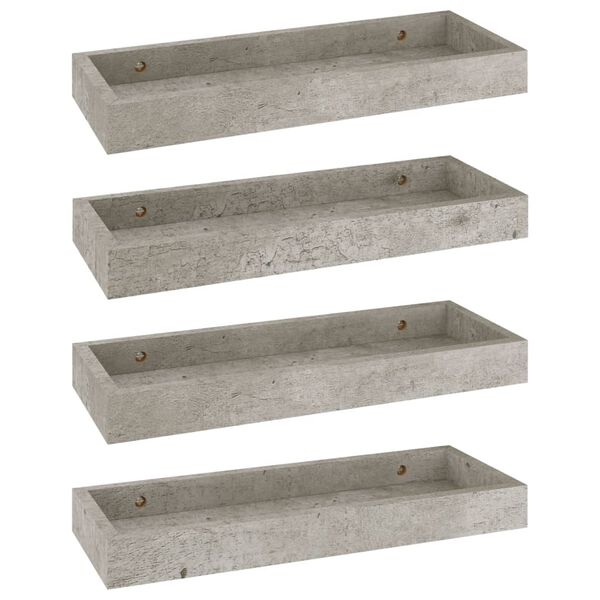 vidaXL Loggia-vegghyller 4 stk betonggr&aring; 40x15x4 cm MDF