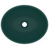 vidaXL Luksuriøs servant ovalformet matt mørkegrønn 40x33 cm keramisk