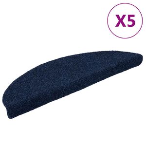 vidaXL Trappematter selvklebende 5 stk 56x17x3 cm marinebl&aring; halvrund