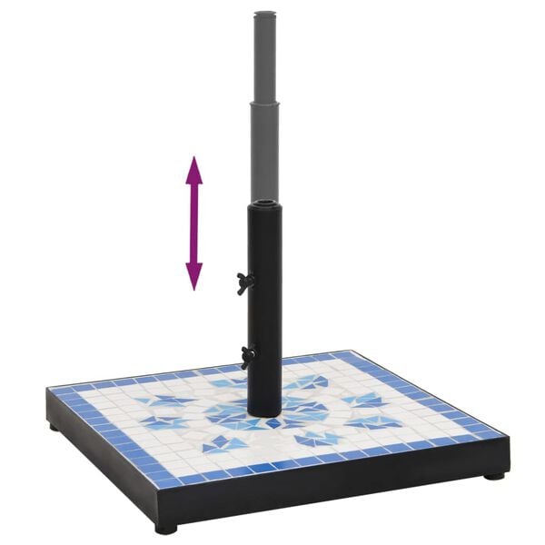 vidaXL Parasollfot bl&aring; og hvit firkantet 12 kg