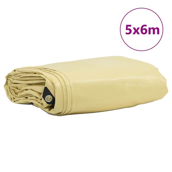 vidaXL Presenning 650g / m² Beige 5 x 6 m Lerret med PVC-belegg