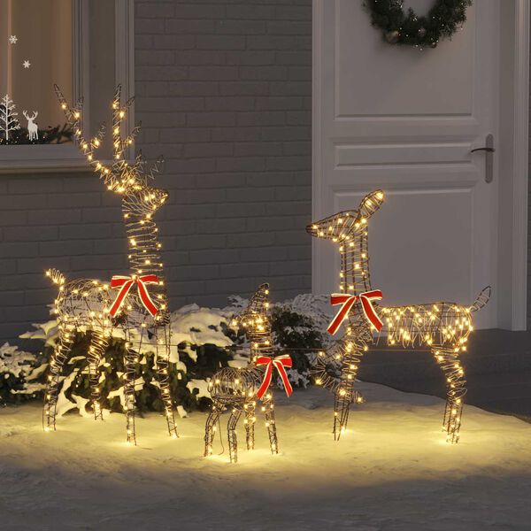 vidaXL Reinsdyrfamilie 3 pcs Varmhvit 67 x 26 x 127 cm Rotting