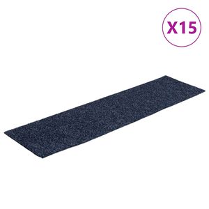 vidaXL Trappematter selvklebende 15 stk 76x20 cm gr&aring;bl&aring; rektangul&aelig;re