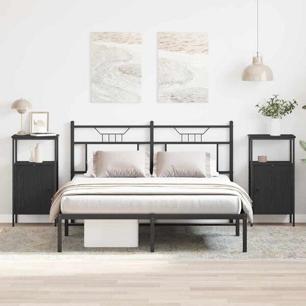 vidaXL Nattbordskap 2 pcs Svart Eik 41 x 31 x 80 cm Konstruert tre