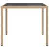 vidaXL Hagebord 90x90x75 cm herdet glass og polyrotting beige