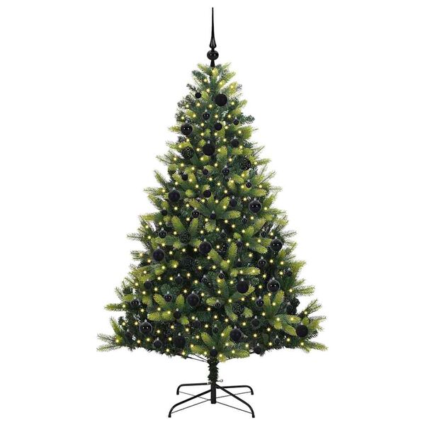 vidaXL Kunstig leddet juletre med 300 LED-lamper gr&oslash;nn 180 cm