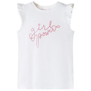 T-skjorte for barn med volangermer ecru 140