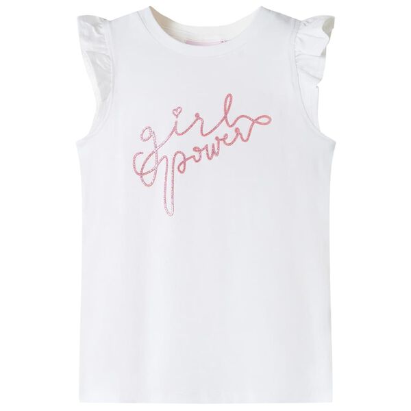 T-skjorte for barn med volangermer ecru 140