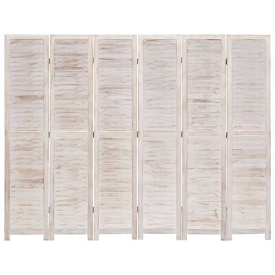 vidaXL Romdeler 6 paneler hvit 210x165 cm tre