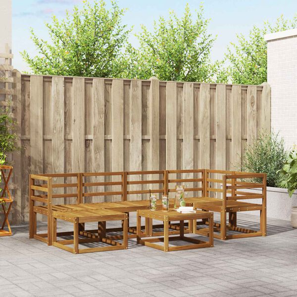 vidaXL Utend&oslash;rs sofa-sett 7 pcs Naturlig Solid akasietre