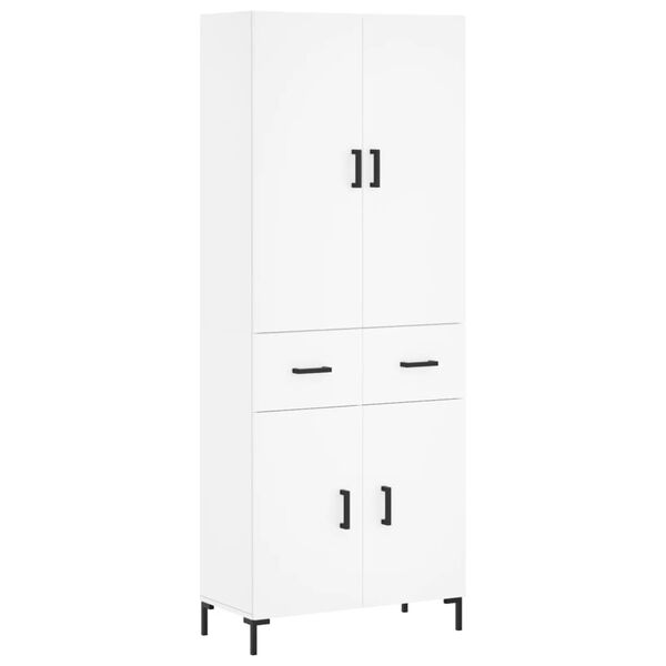 vidaXL Highboard hvit 69,5x34x180 cm konstruert tre