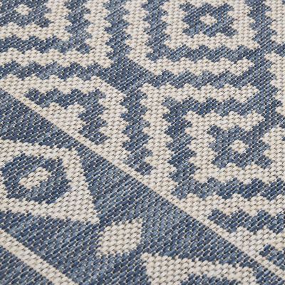 vidaXL Utendørs flatvevd teppe 160x230 cm blå striper
