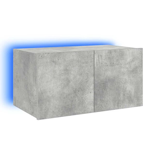 vidaXL Vegghengt TV-benk med LED-lys betonggr&aring; 60x35x31 cm
