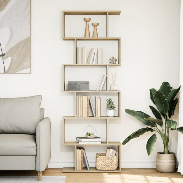 vidaXL Romdeler bokhylle 6 lag sonoma eik 70x24x193 cm konstruert tre