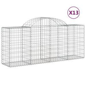vidaXL Gabionkurver buede 13 stk 200x50x80/100 cm galvanisert jern