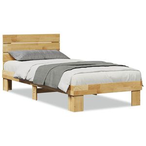 vidaXL Sengeramme med sengegavl uten madrass 75x190 cm Heltre Eik