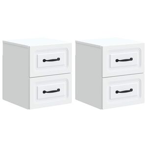 vidaXL Vegghengt Nattbord 2 pcs Hvit 34,5 x 33 x 40 cm Konstruert tre
