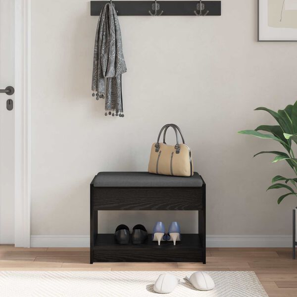 vidaXL Gangbenk Svart Eik 63 x 38 x 45 cm Konstruert treverk og stoff