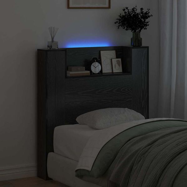 vidaXL Hodegavl med hylle Svart Eik 100 x 15 x 103,5 cm Konstruert tre