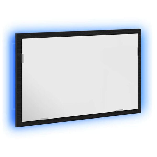 vidaXL Baderomsspeil med LED-lys svart eik 60x8,5x37 cm