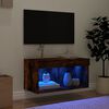 vidaXL TV-benk med LED r&oslash;kt eik 60x30x30 cm