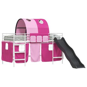 vidaXL Barns Lofteseng Hvit og Rosa 90 x 200 cm Metall