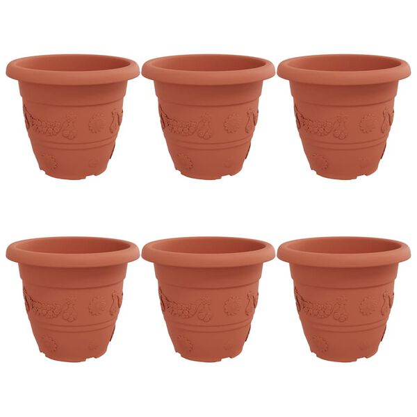 vidaXL Rund Blomsterpotte 6 pcs Klinker R&oslash;d &Oslash; 26 x 21.5 cm Plast