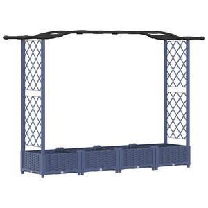 vidaXL Hevet Bed med Trellis og Tak Gr&aring; 207 x 40 x 123 cm PP