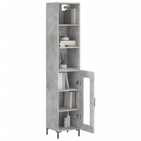 vidaXL Highboard betonggr&aring; 34,5x34x180 cm konstruert tre