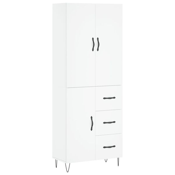 vidaXL Highboard hvit 69,5x34x180 cm konstruert tre