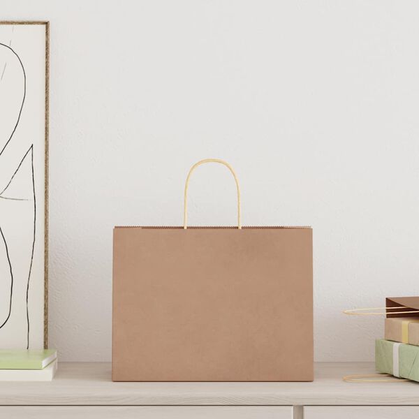 vidaXL Papirposer 50 stk med h&aring;ndtak brun 32x17x25 cm