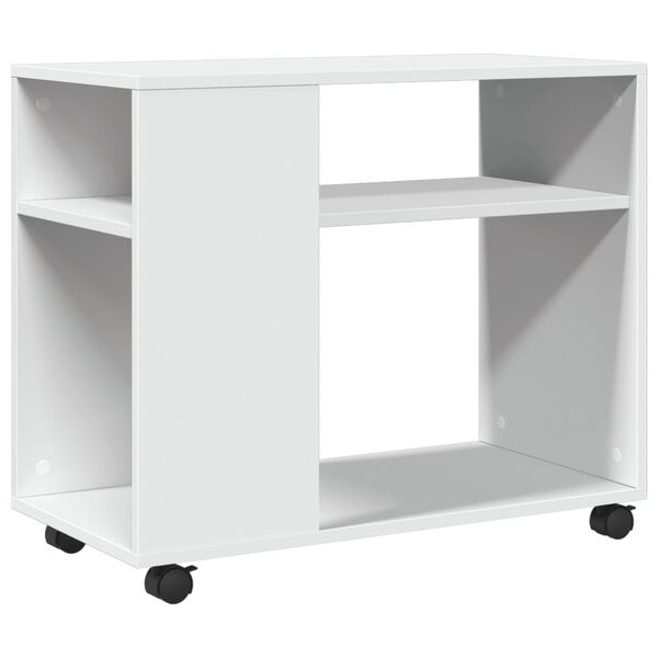 vidaXL Sidebord med hjul hvit 70x35x60 cm konstruert tre
