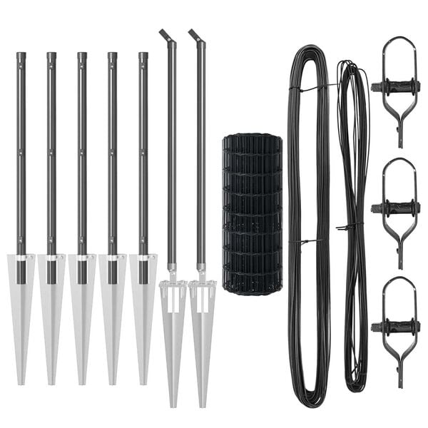 vidaXL Gjerde med stolpe Gr&aring; 0,6 x 10 m St&aring;l og PVC