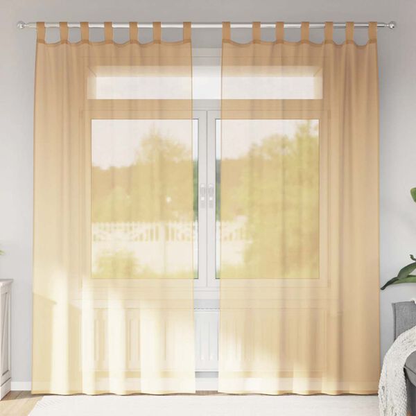 vidaXL Voilegardiner med hemper 2 stk sand 140x225 cm