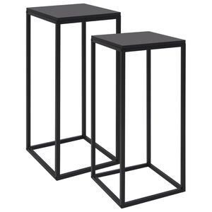 vidaXL Sidebord 2 stk svart st&aring;l
