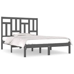 vidaXL Sengeramme gr&aring; heltre furu 200x200 cm