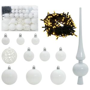 vidaXL Julekule Sett med 150 LED 61 pcs Hvit Plast