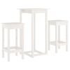 vidaXL Barsett 3 deler hvit heltre furu