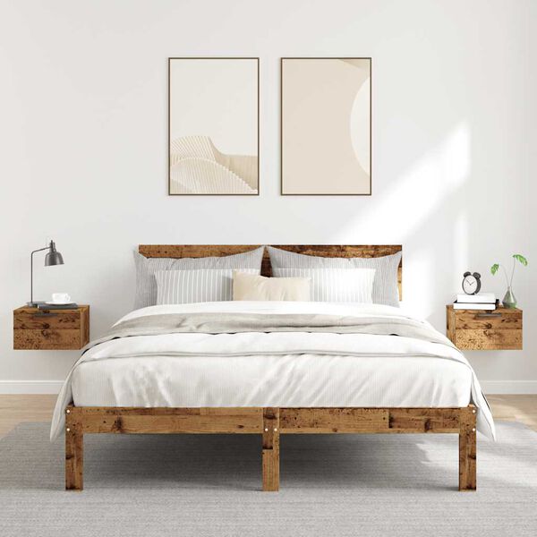 vidaXL Veggmonterte nattbord 2 stk gammelt tre 34x30x20 cm