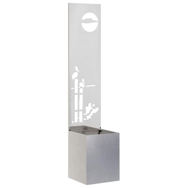 vidaXL Hageprivat skjerm Fretwork Sølv 32 x 140 cm Rustfritt stål