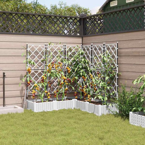 vidaXL Hageblomsterpotte 5 pcs Hvit 120 x 120 x 125,5 cm Plast