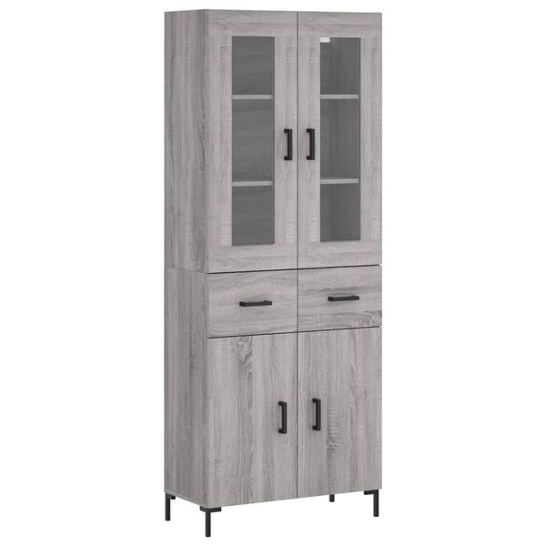 vidaXL Highboard grå sonoma 69,5x34x180 cm konstruert tre