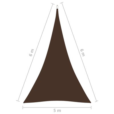vidaXL Solseil oxfordstoff trekantet 5x6x6 m brun