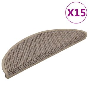 vidaXL Selvklebende trappematter sisal 15 stk 56x17x3 cm m&oslash;rk beige