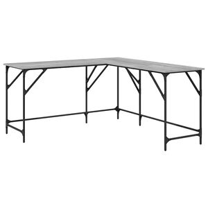 vidaXL Skrivebord gr&aring; sonoma 149x149x75 cm konstruert tre