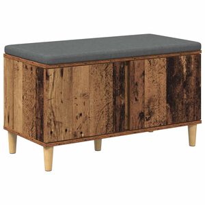 vidaXL Gangbenk med pute med lagring Gammelt tre 80 x 38 x 46 cm