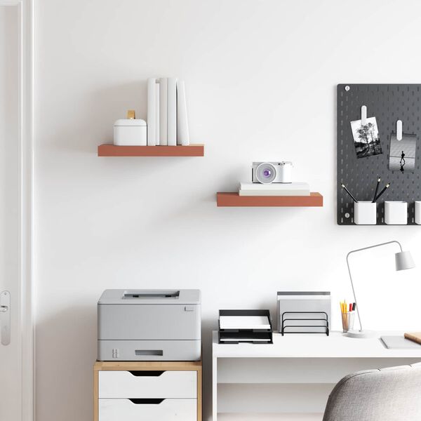 vidaXL Vegghylle Veggmontert 2 pcs R&oslash;d 40 x 23,5 x 4 cm Konstruert tre