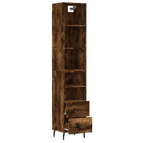 vidaXL Highboard r&oslash;kt eik 34,5x34x180 cm konstruert tre
